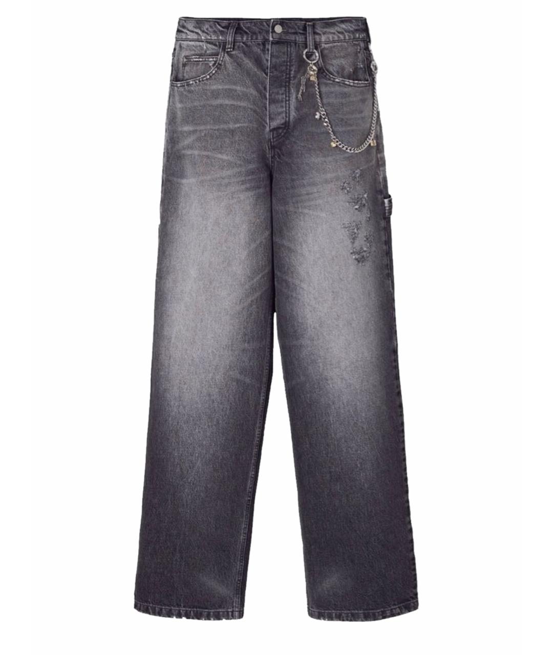 032C Серые хлопковые прямые джинсы, фото 1