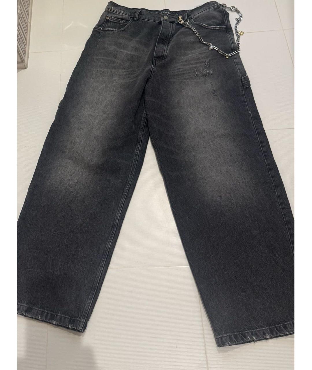 032C Серые хлопковые прямые джинсы, фото 5