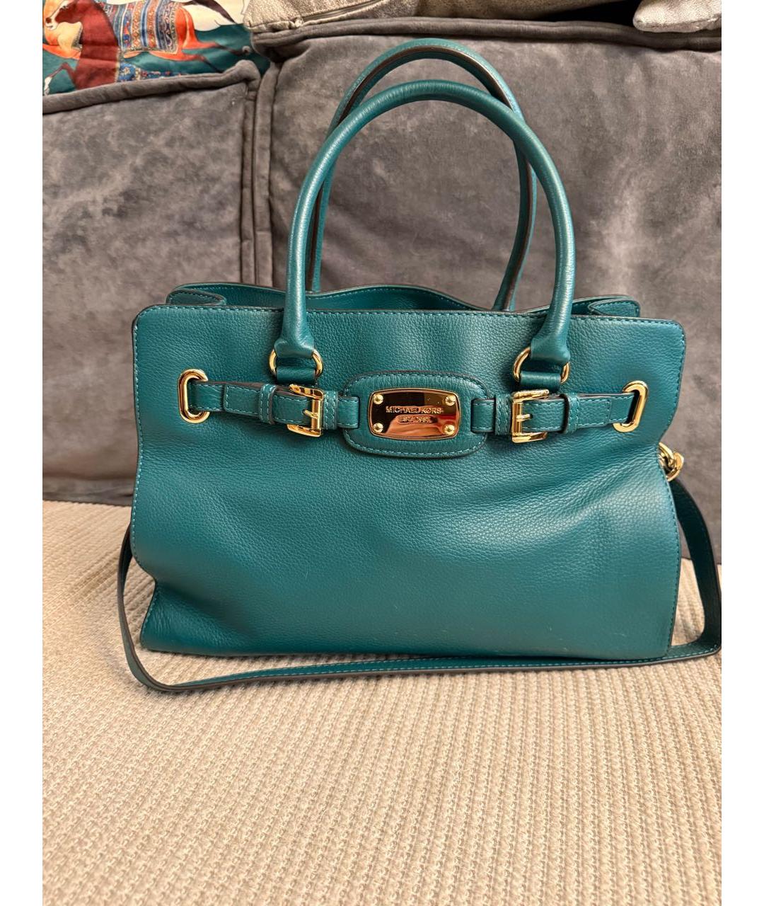 MICHAEL KORS Зеленая кожаная сумка с короткими ручками, фото 8