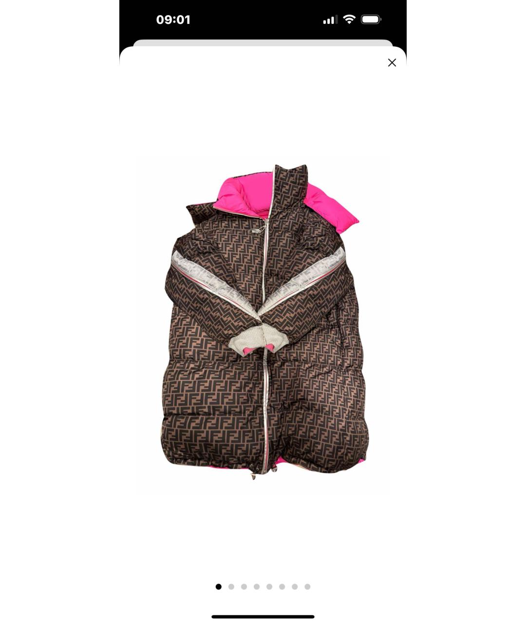 FENDI Коричневый полиэстеровый пуховик, фото 8