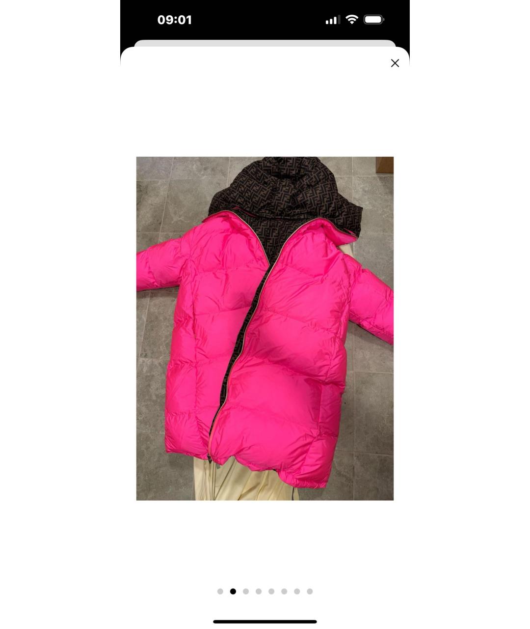 FENDI Коричневый полиэстеровый пуховик, фото 2