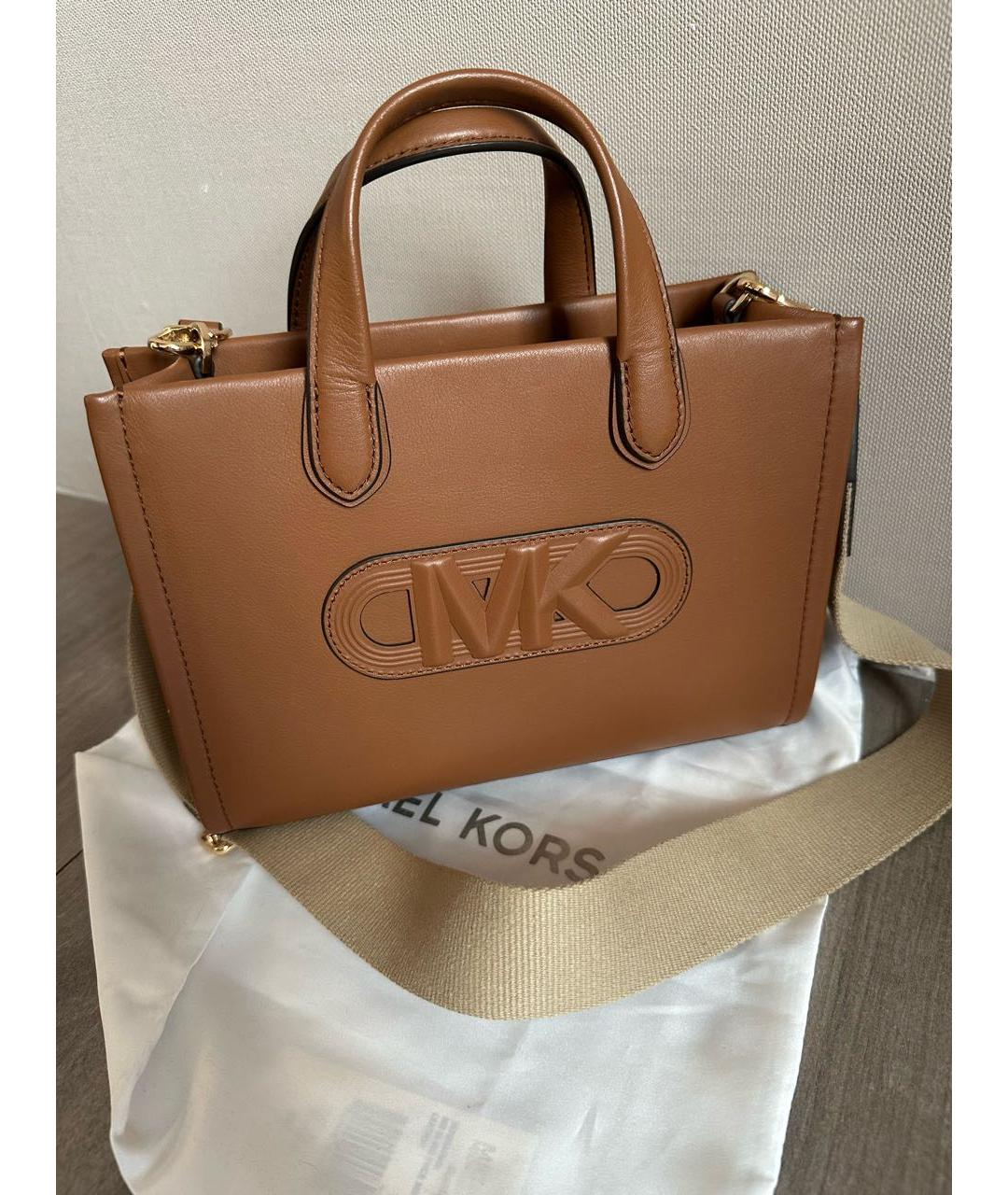 MICHAEL MICHAEL KORS Коричневая кожаная сумка тоут, фото 5