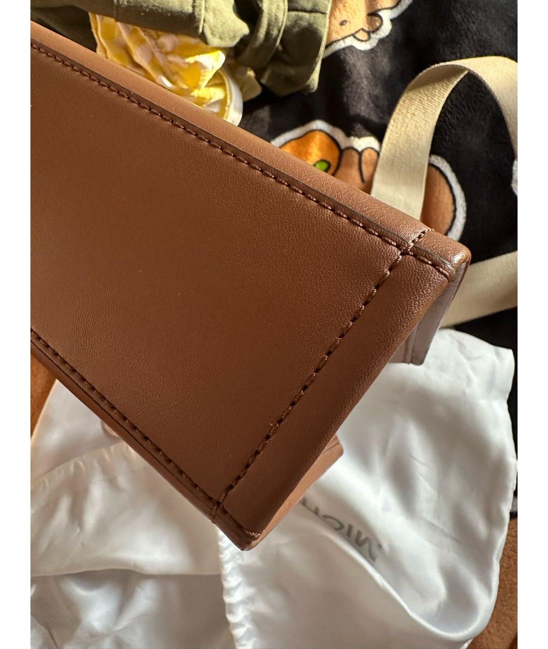 MICHAEL MICHAEL KORS Коричневая кожаная сумка тоут, фото 7