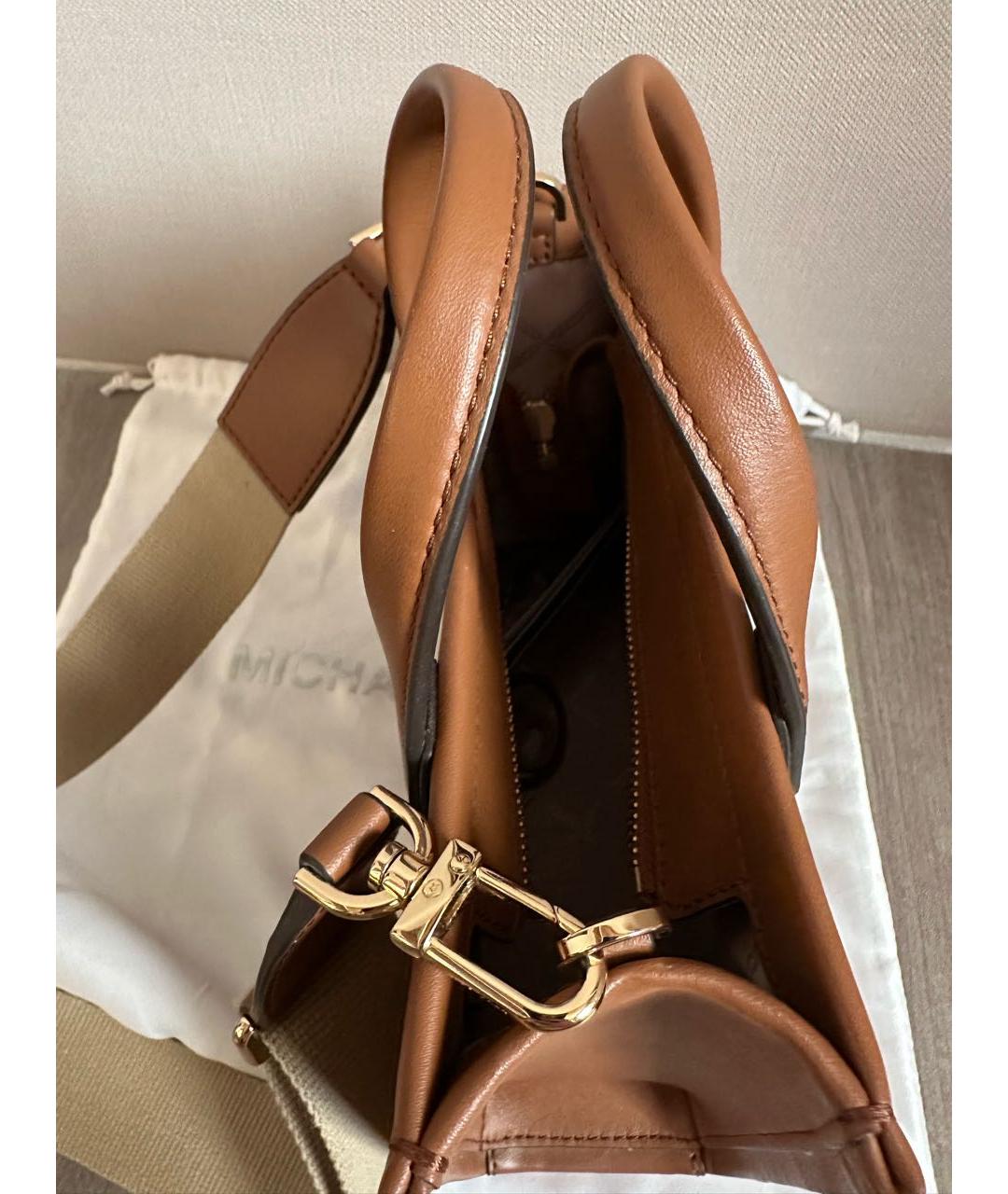 MICHAEL MICHAEL KORS Коричневая кожаная сумка тоут, фото 4