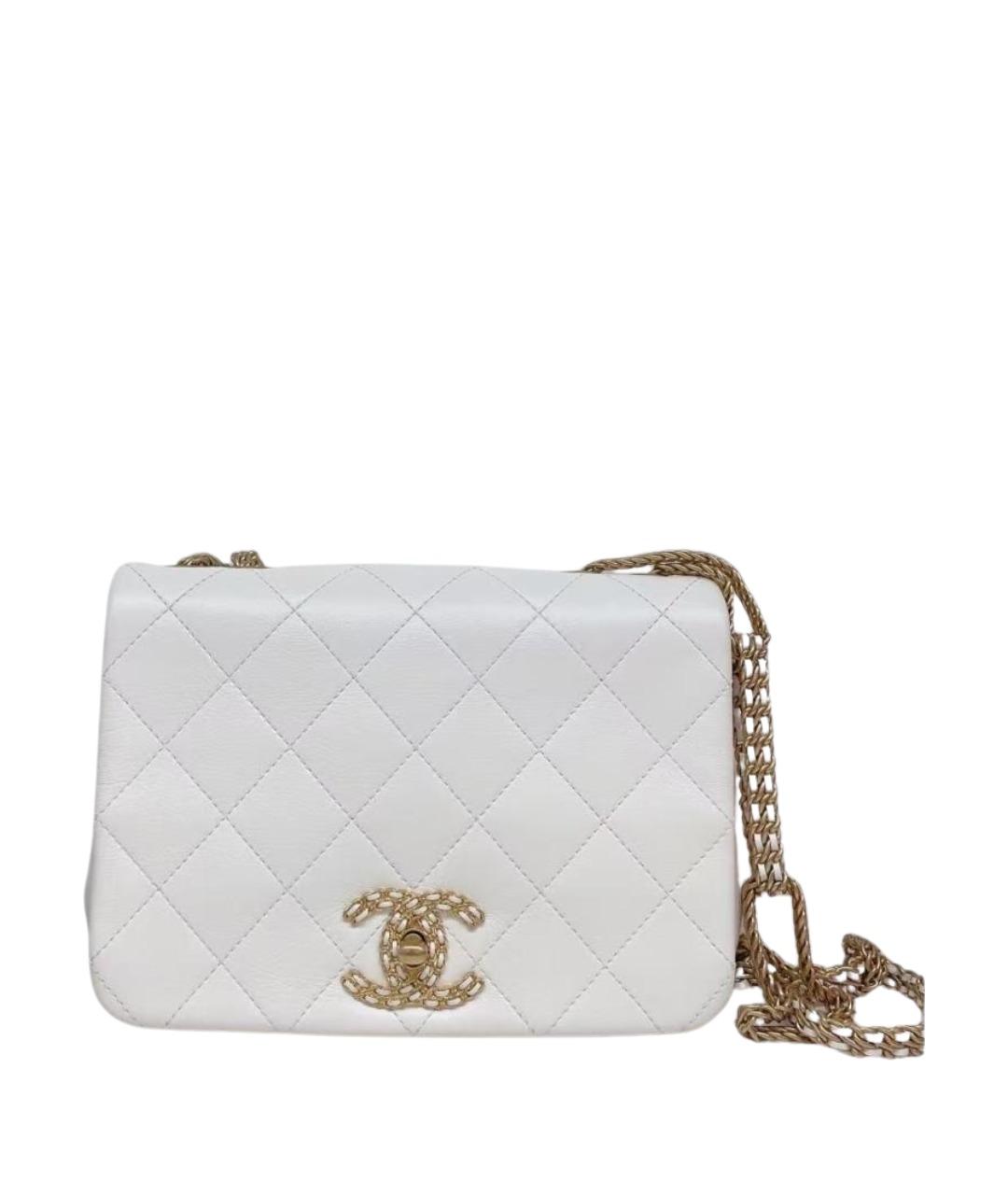 CHANEL Белая кожаная сумка через плечо, фото 1