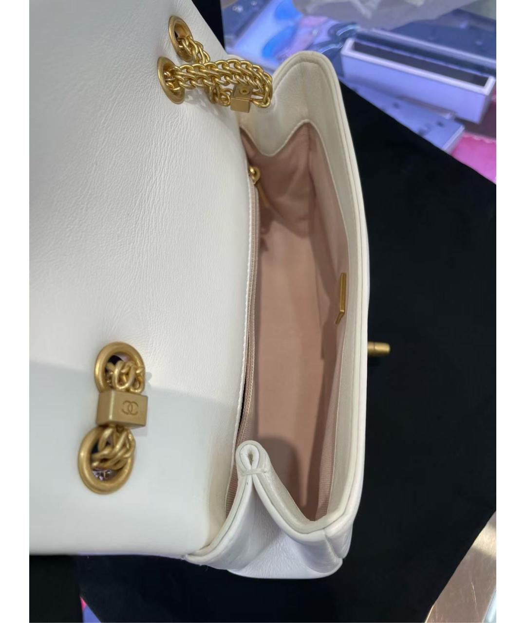 CHANEL Белая кожаная сумка через плечо, фото 8