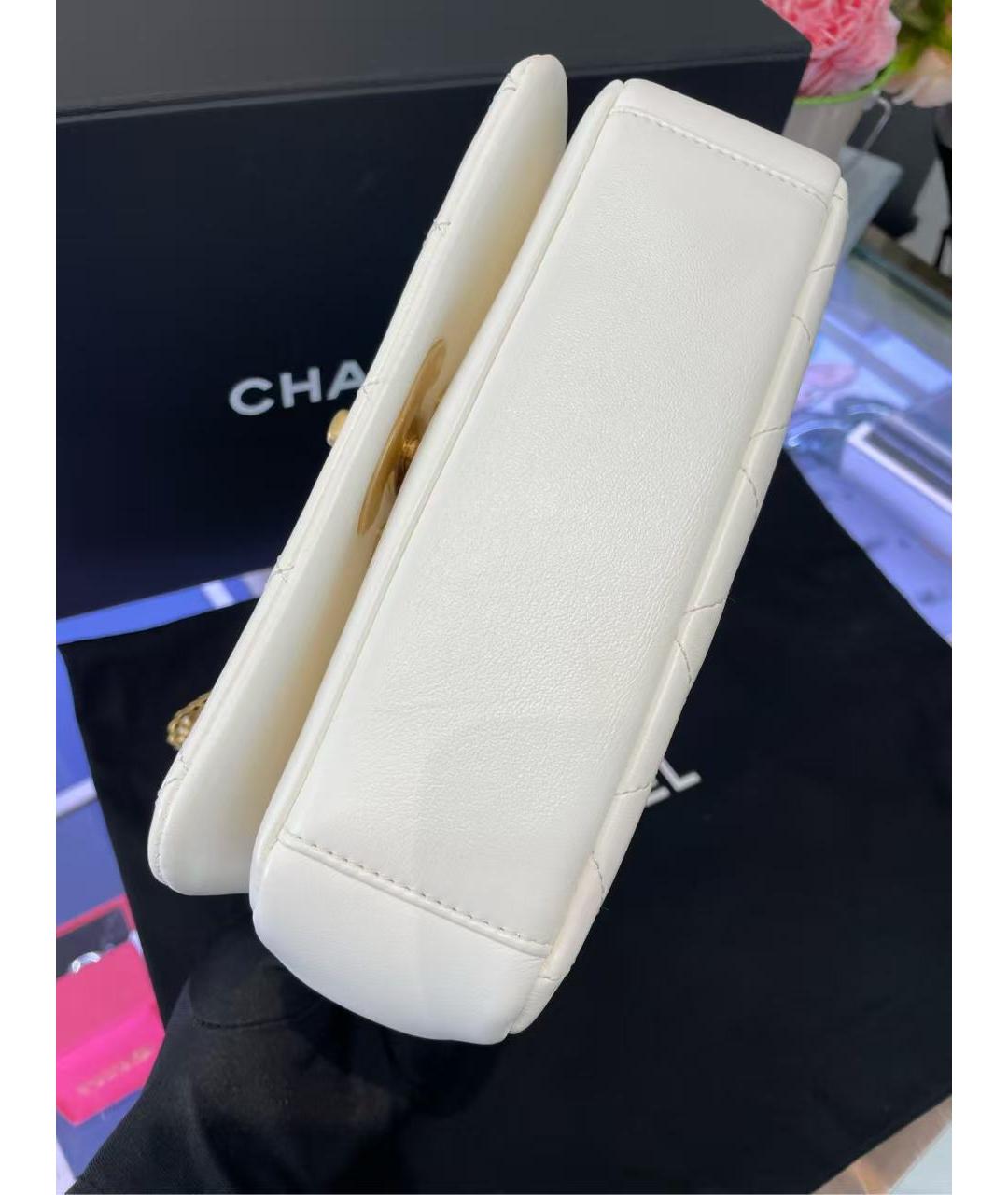 CHANEL Белая кожаная сумка через плечо, фото 7