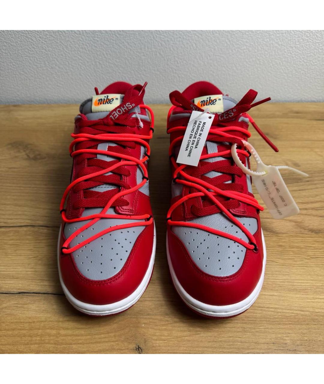 NIKE X OFF-WHITE Красные кожаные низкие кроссовки / кеды, фото 2