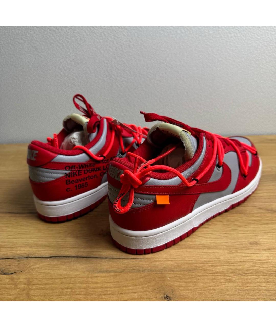 NIKE X OFF-WHITE Красные кожаные низкие кроссовки / кеды, фото 4