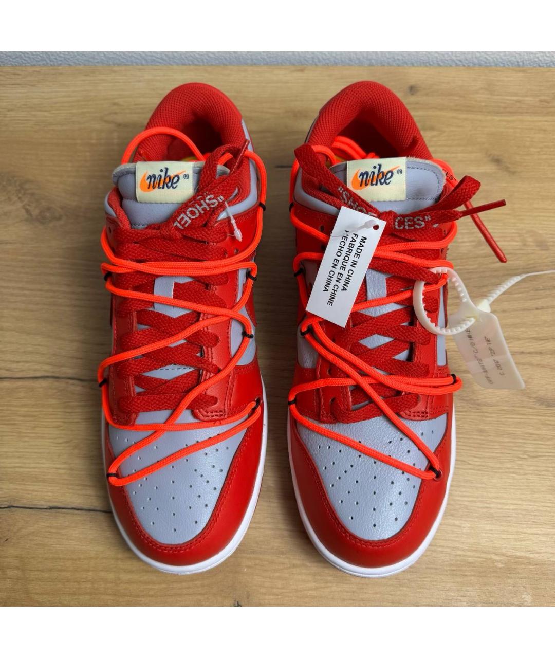 NIKE X OFF-WHITE Красные кожаные низкие кроссовки / кеды, фото 3