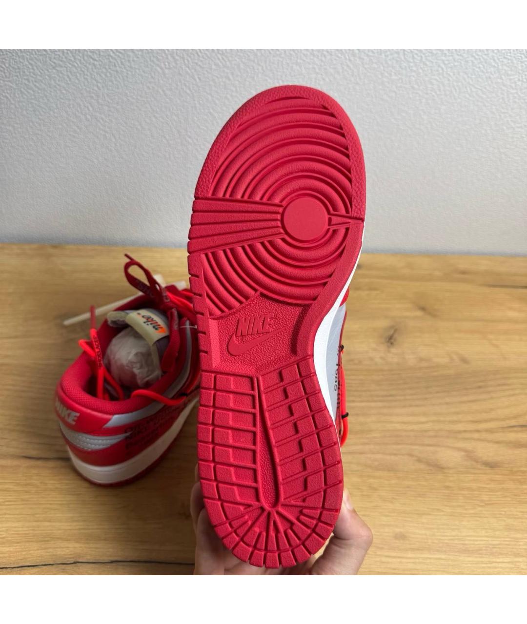 NIKE X OFF-WHITE Красные кожаные низкие кроссовки / кеды, фото 5