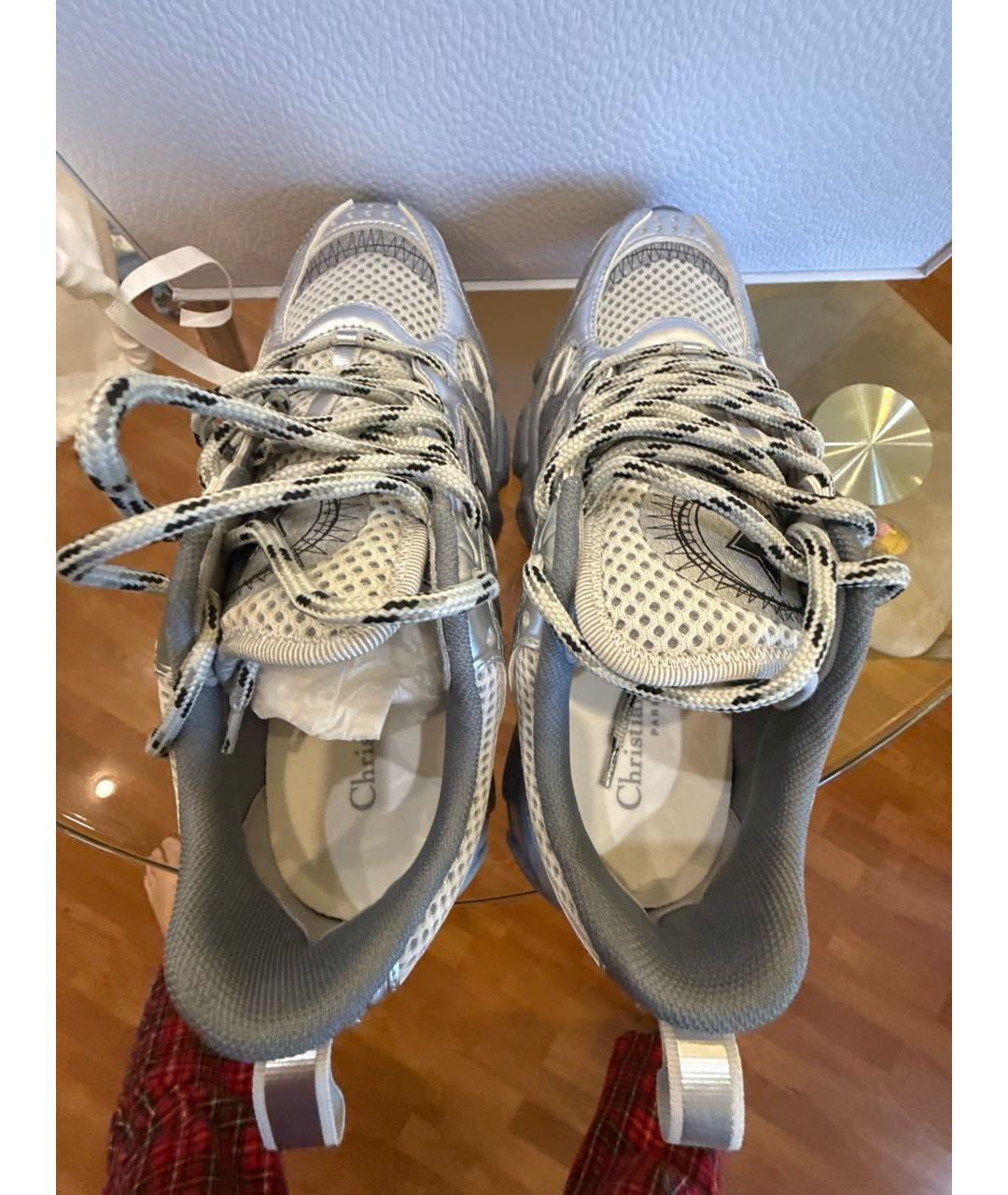 CHRISTIAN DIOR Серебряные текстильные кроссовки, фото 3
