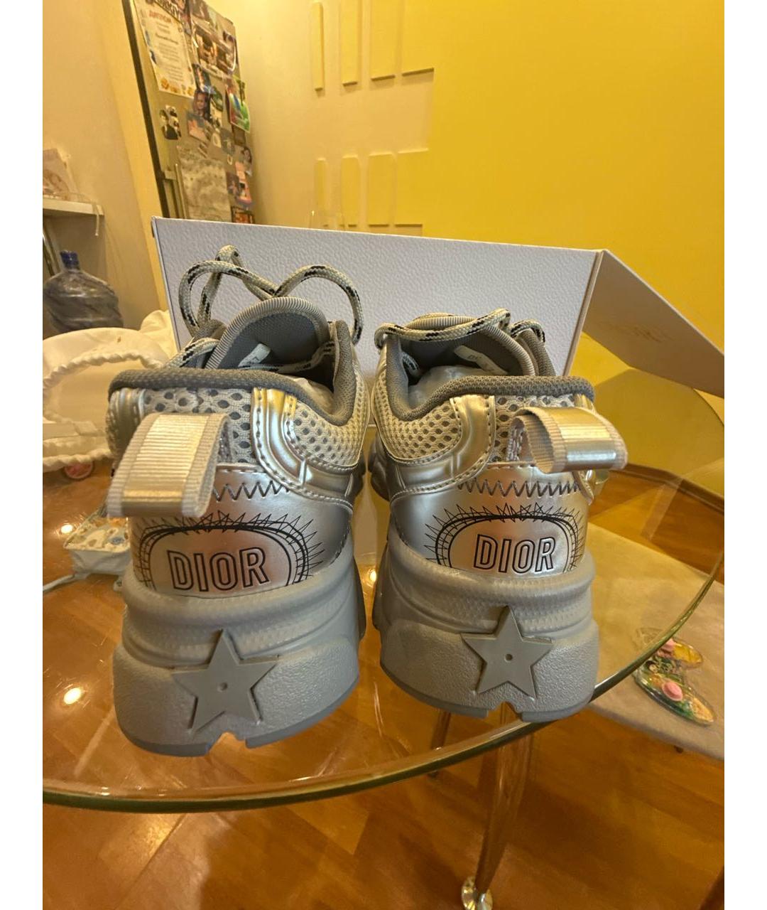 CHRISTIAN DIOR Серебряные текстильные кроссовки, фото 4