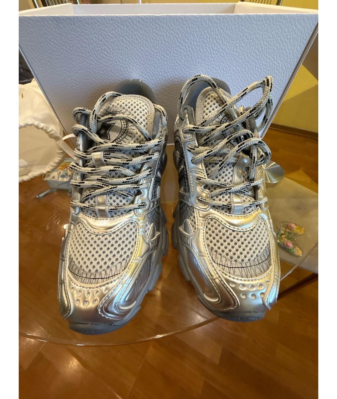 CHRISTIAN DIOR Серебряные текстильные кроссовки, фото 2