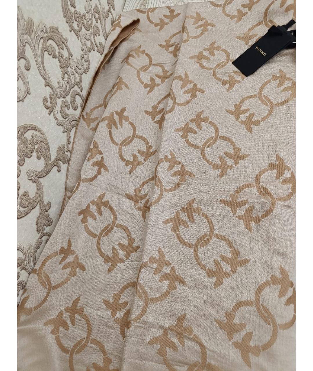 PINKO Бежевый шерстяной шарф, фото 2