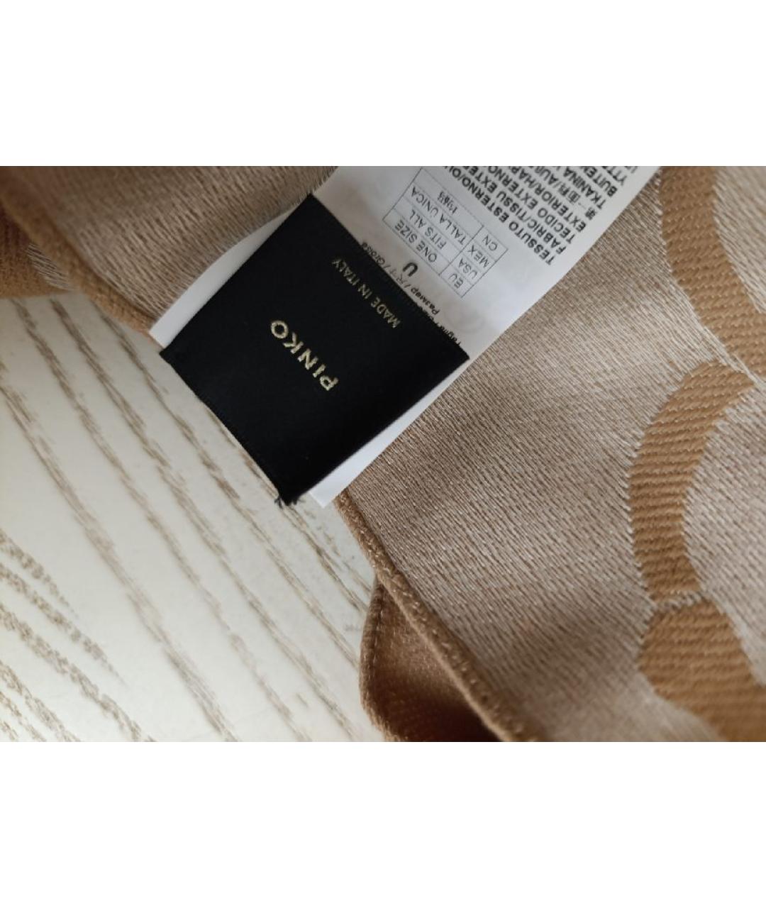 PINKO Бежевый шерстяной шарф, фото 4