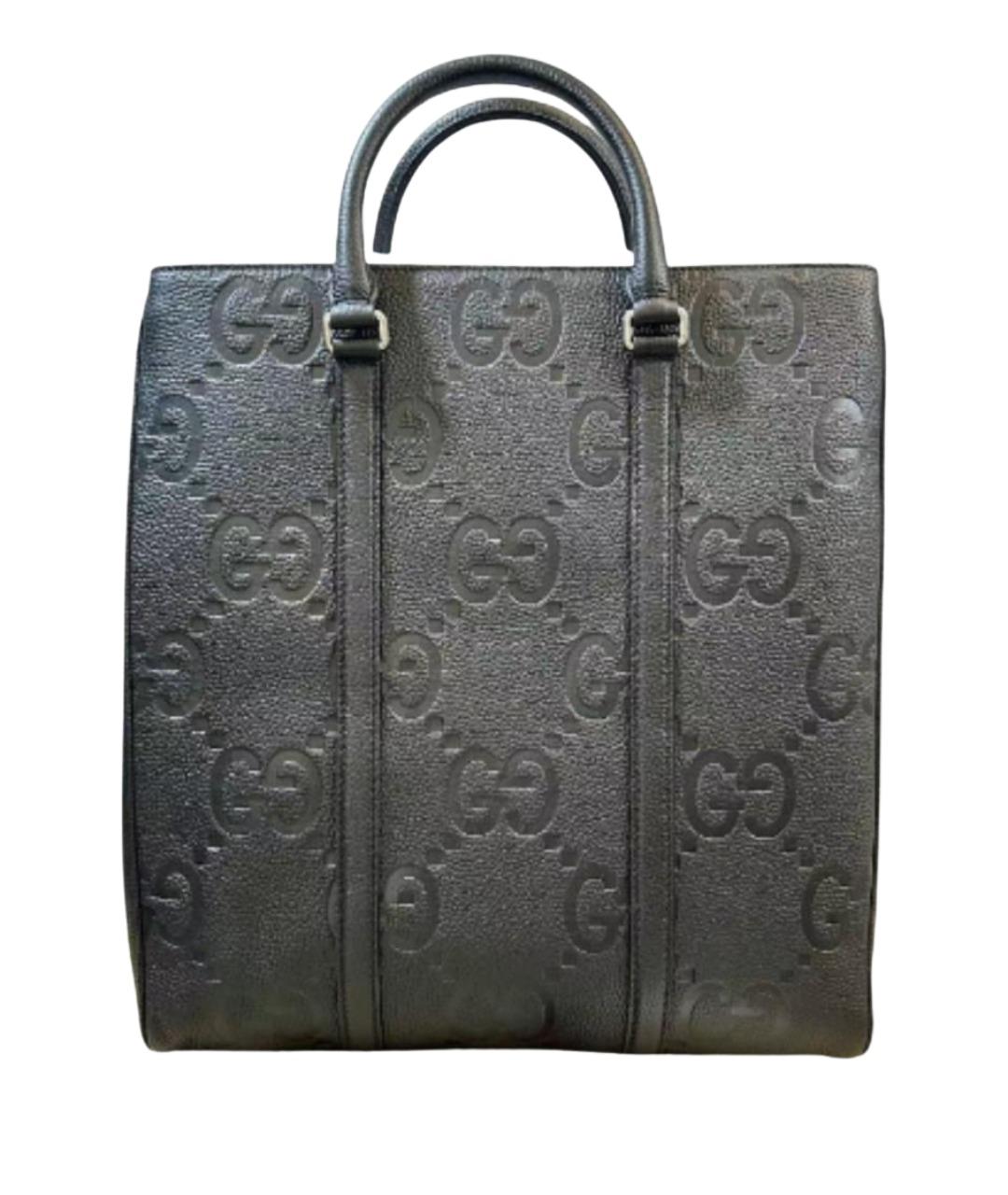 GUCCI Черная кожаная сумка с короткими ручками, фото 1