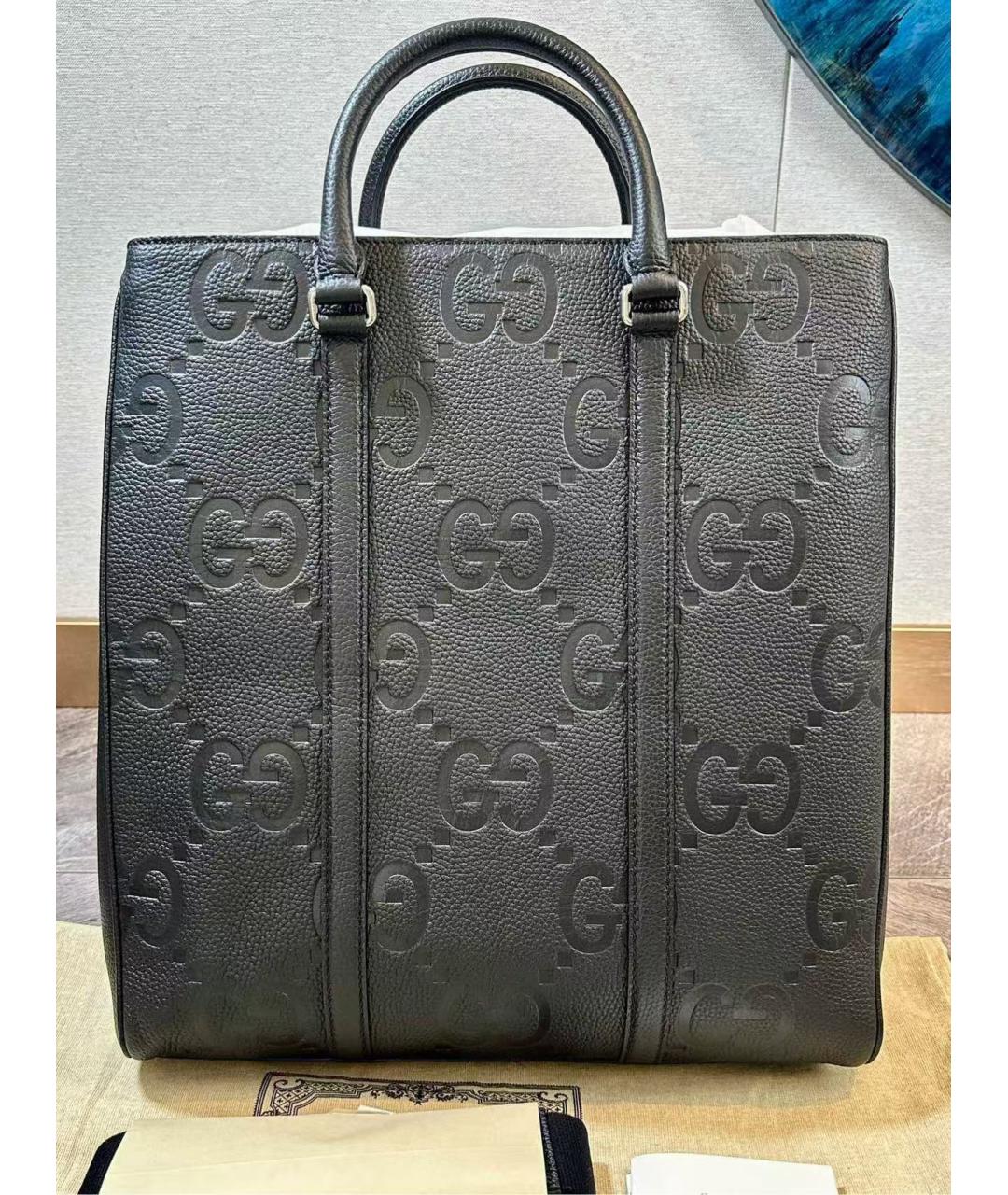 GUCCI Черная кожаная сумка с короткими ручками, фото 2