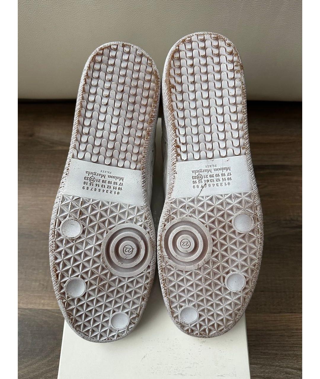 MAISON MARGIELA Белые кожаные низкие кроссовки / кеды, фото 5