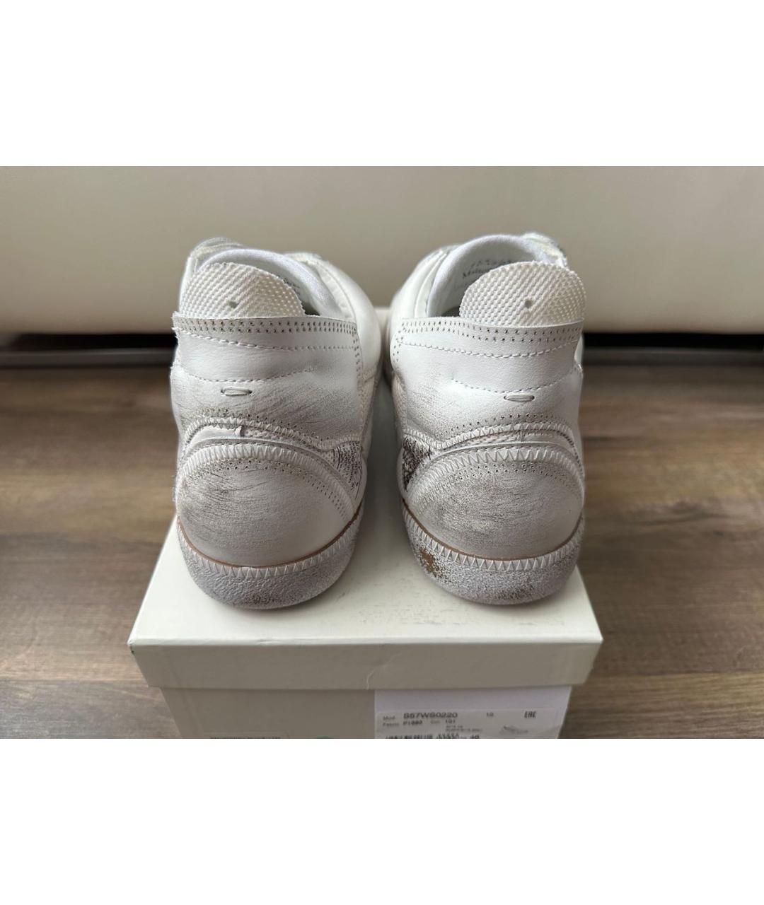 MAISON MARGIELA Белые кожаные низкие кроссовки / кеды, фото 4