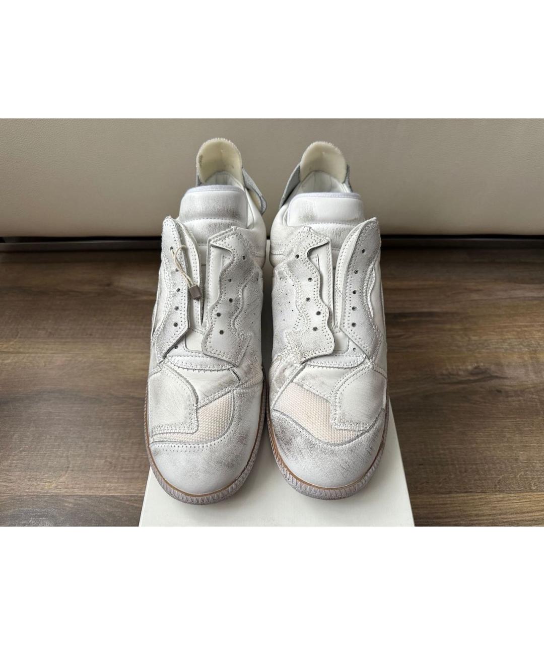 MAISON MARGIELA Белые кожаные низкие кроссовки / кеды, фото 2