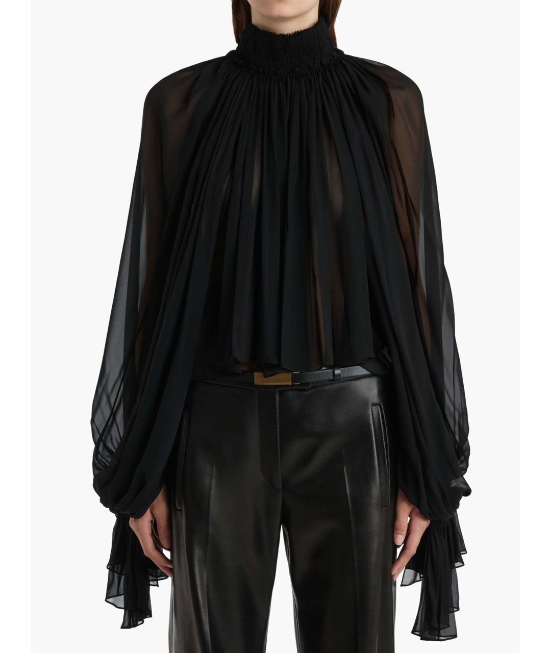 KHAITE Черная шелковая блузы, фото 4