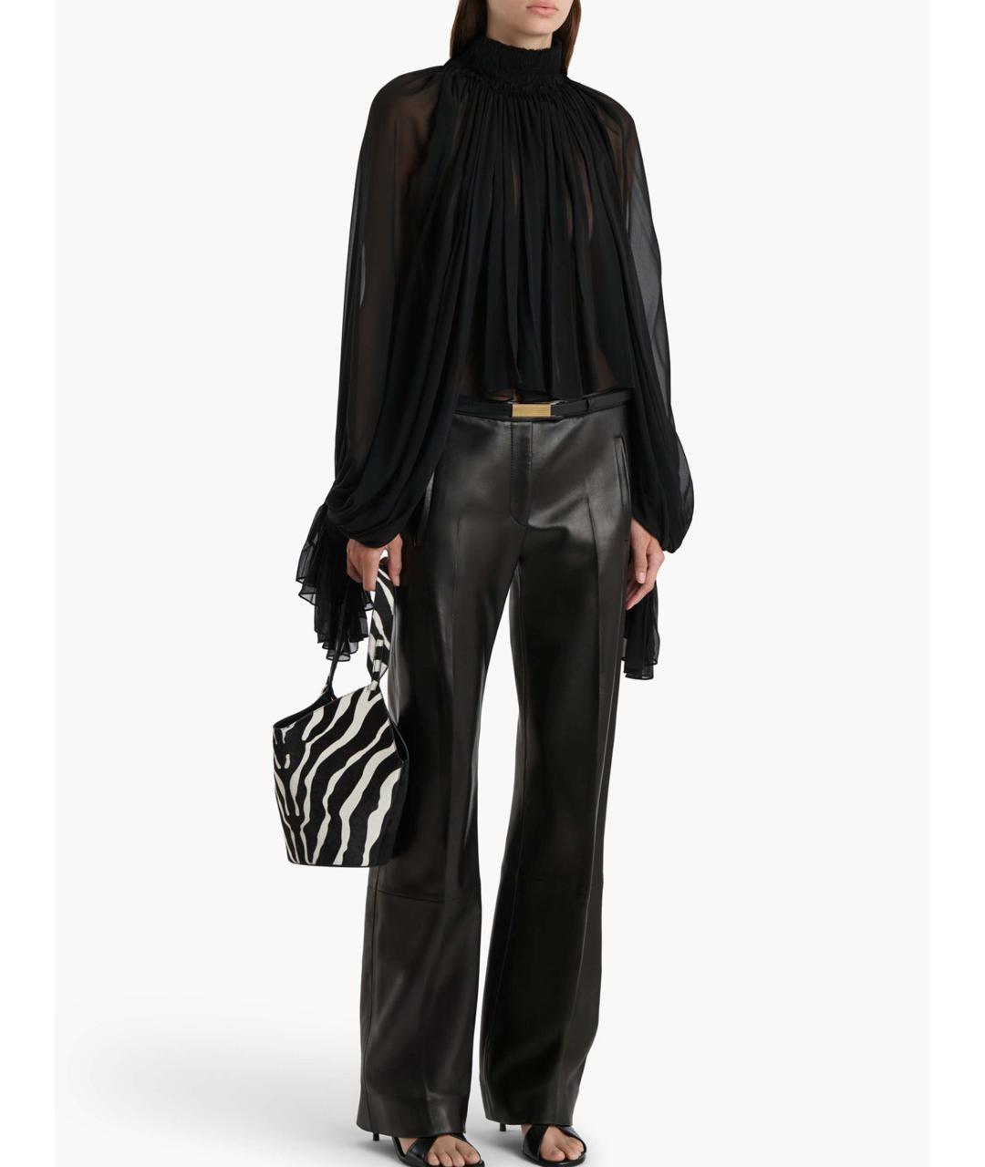 KHAITE Черная шелковая блузы, фото 3