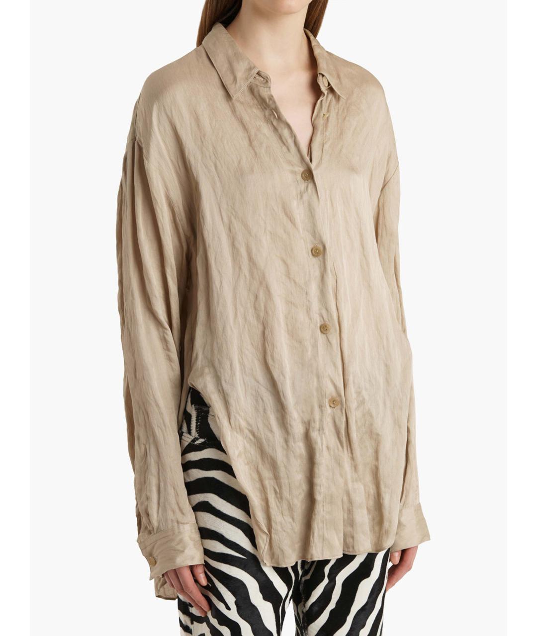 KHAITE Бежевая вискозная рубашка, фото 6