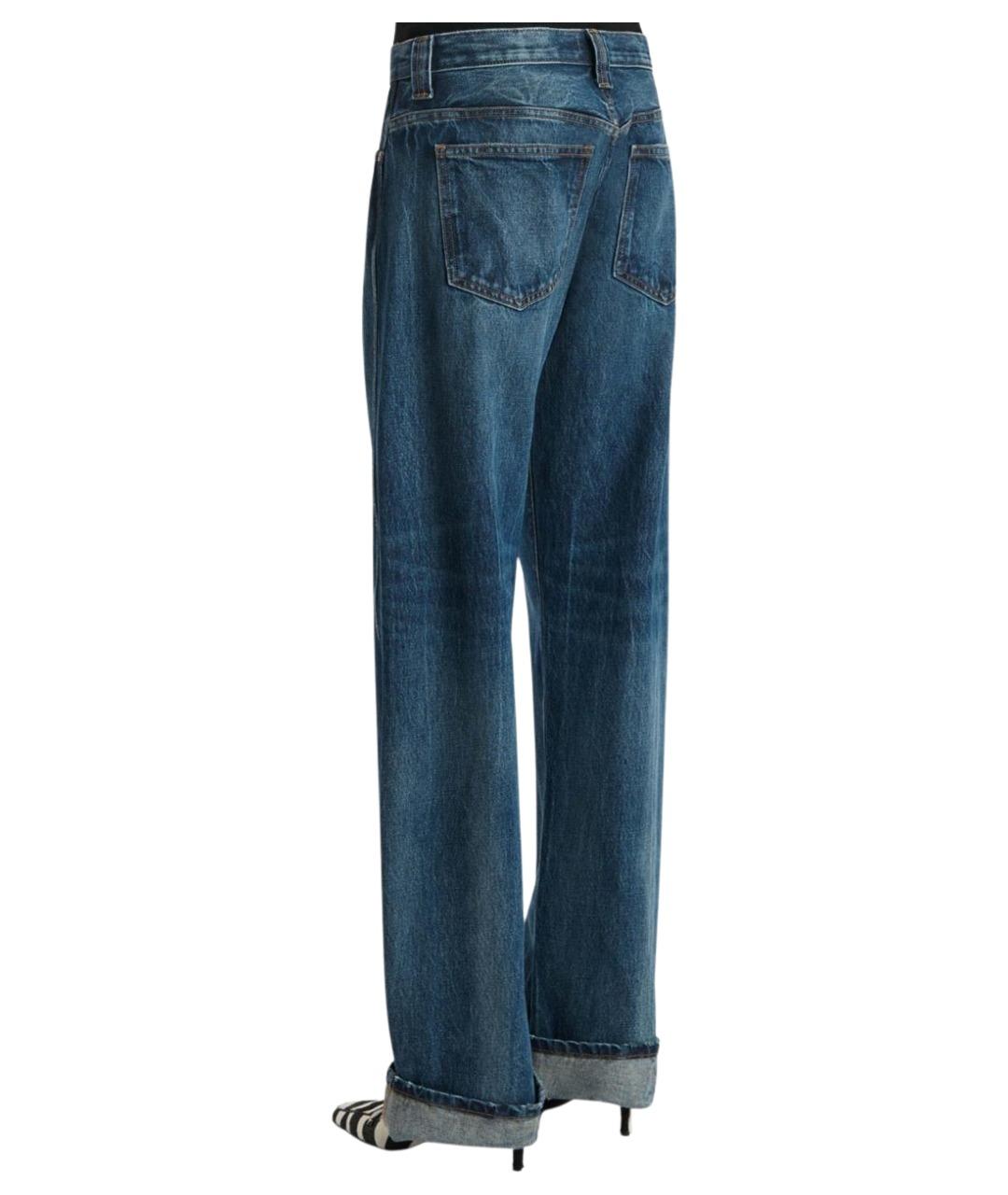 KHAITE Синие хлопковые прямые джинсы, фото 4
