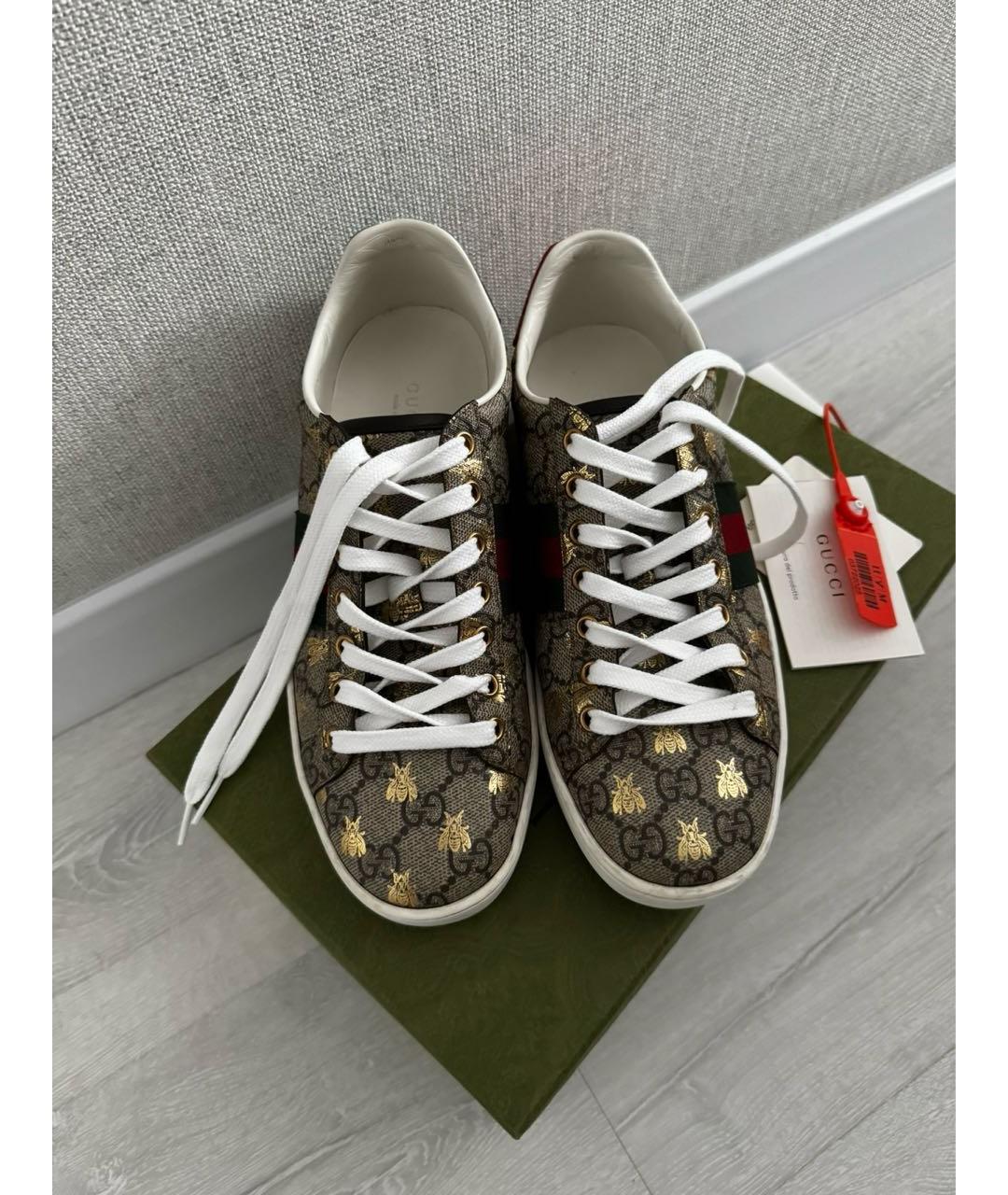 GUCCI Бежевые текстильные кеды, фото 2