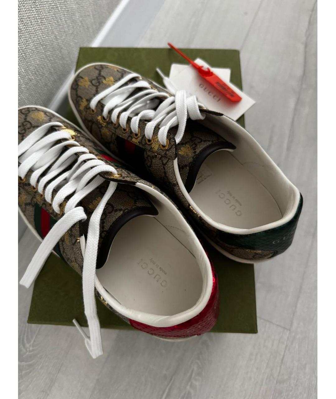 GUCCI Бежевые текстильные кеды, фото 3