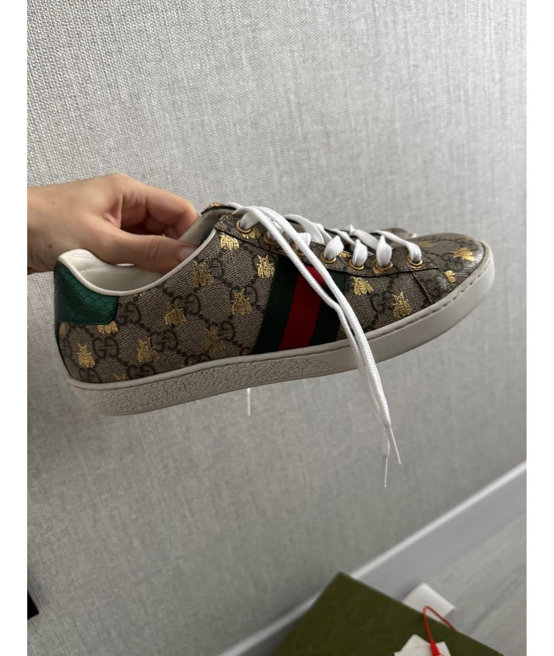 GUCCI Бежевые текстильные кеды, фото 7