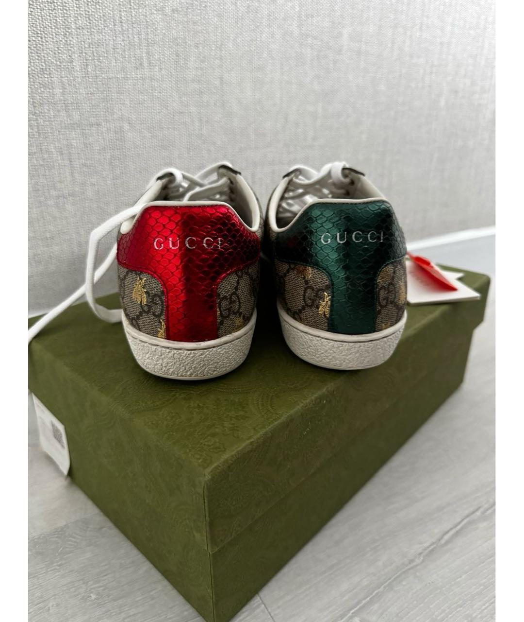 GUCCI Бежевые текстильные кеды, фото 4