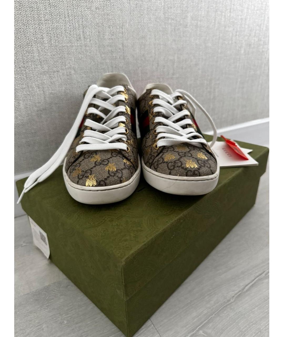 GUCCI Бежевые текстильные кеды, фото 5