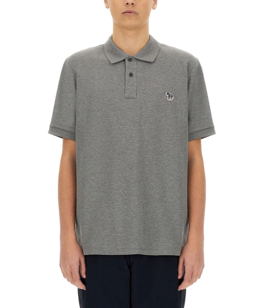 PS BY PAUL SMITH Серое хлопковое поло с коротким рукавом, фото 2