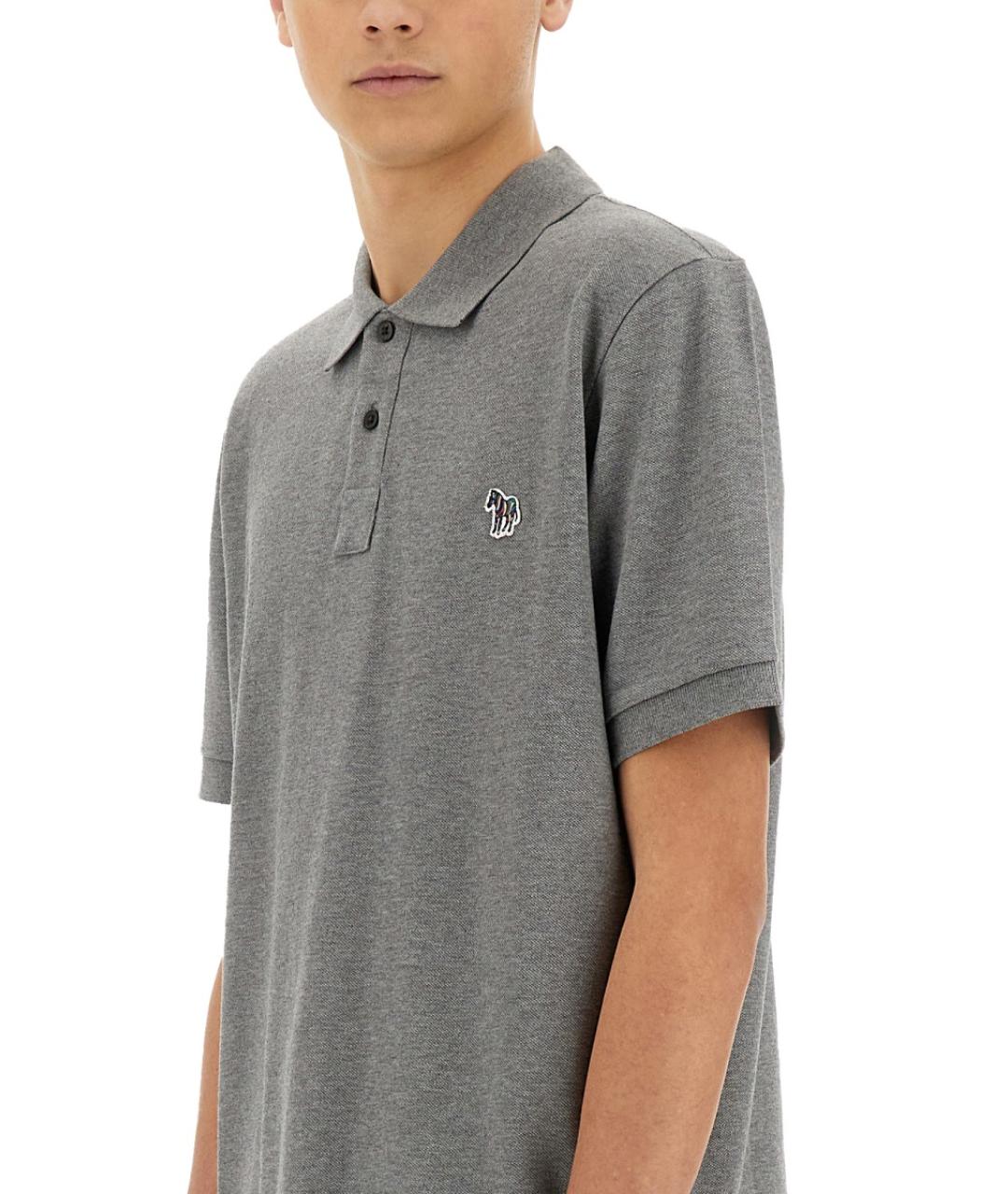 PS BY PAUL SMITH Серое хлопковое поло с коротким рукавом, фото 5