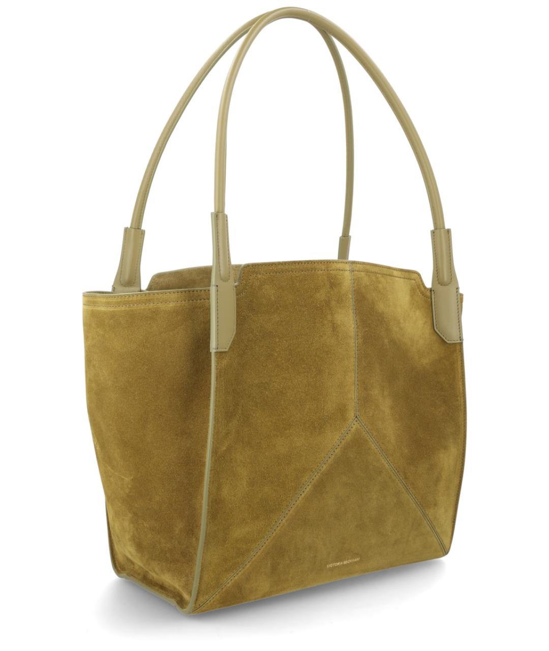 VICTORIA BECKHAM Зеленая замшевая сумка тоут, фото 2