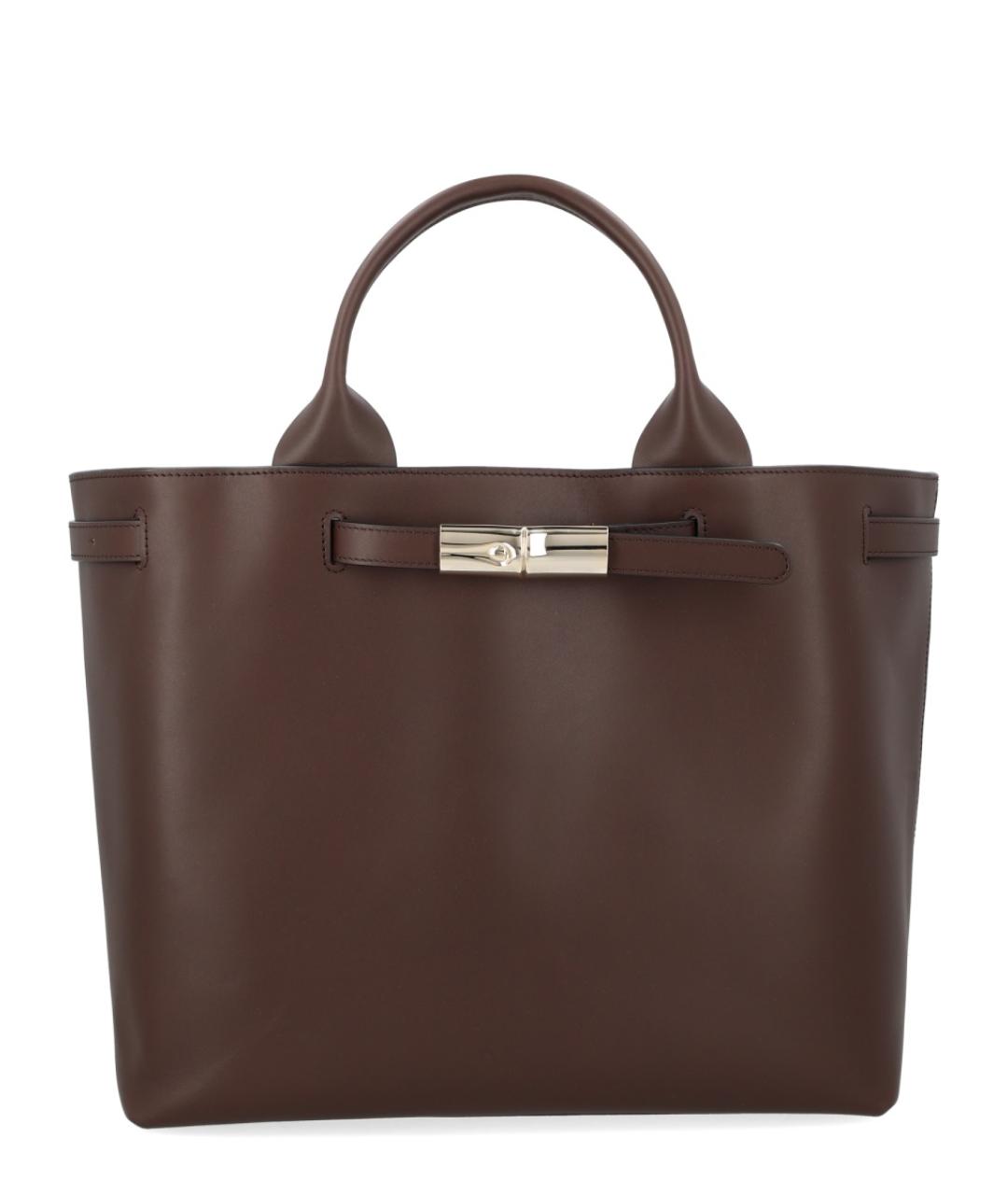 LONGCHAMP Коричневая кожаная сумка тоут, фото 1