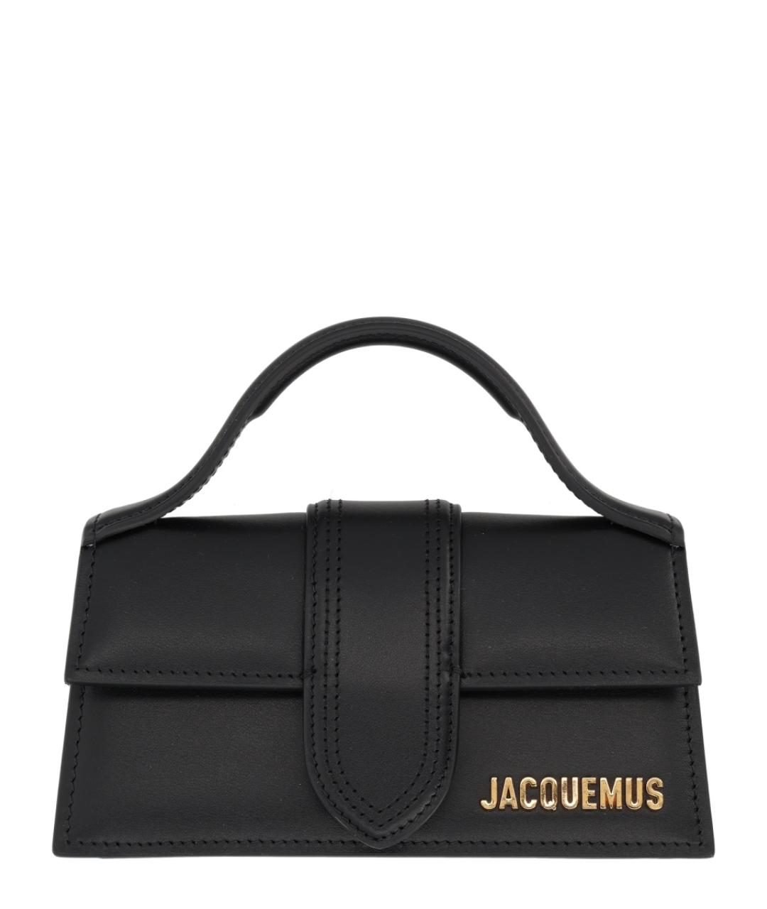 JACQUEMUS Черная кожаная сумка с короткими ручками, фото 1