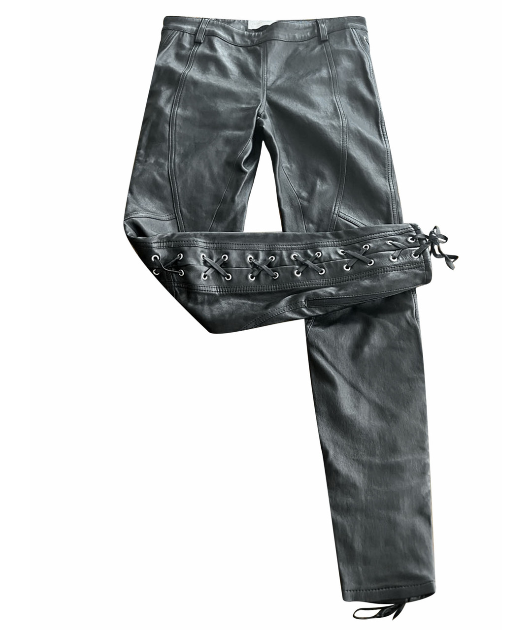 FAITH CONNEXION Черные кожаные брюки узкие, фото 1