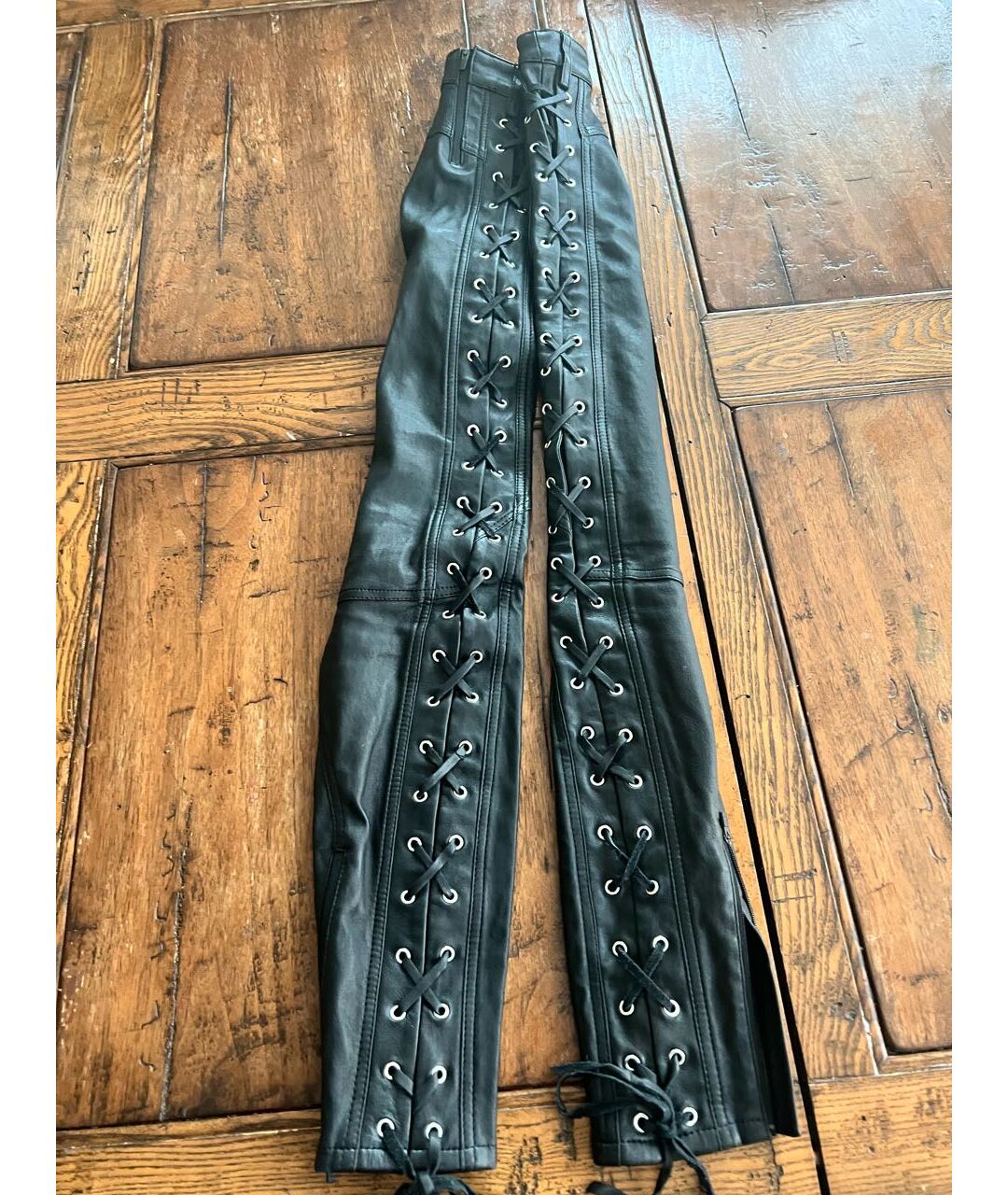 FAITH CONNEXION Черные кожаные брюки узкие, фото 2