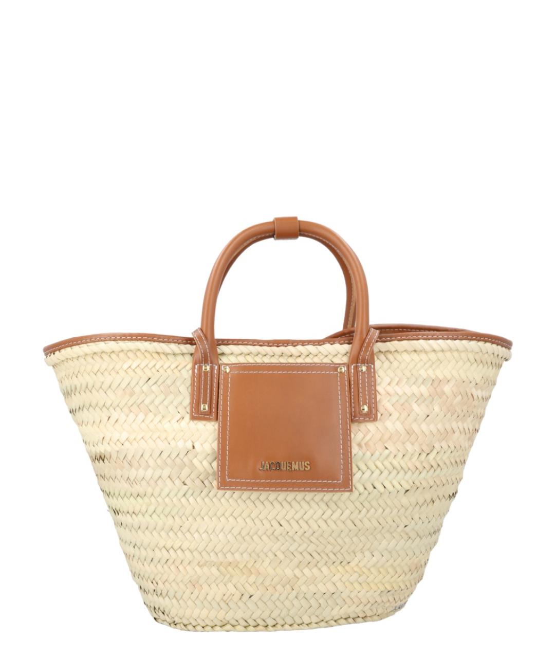 JACQUEMUS Бежевая пелетеная сумка тоут, фото 1