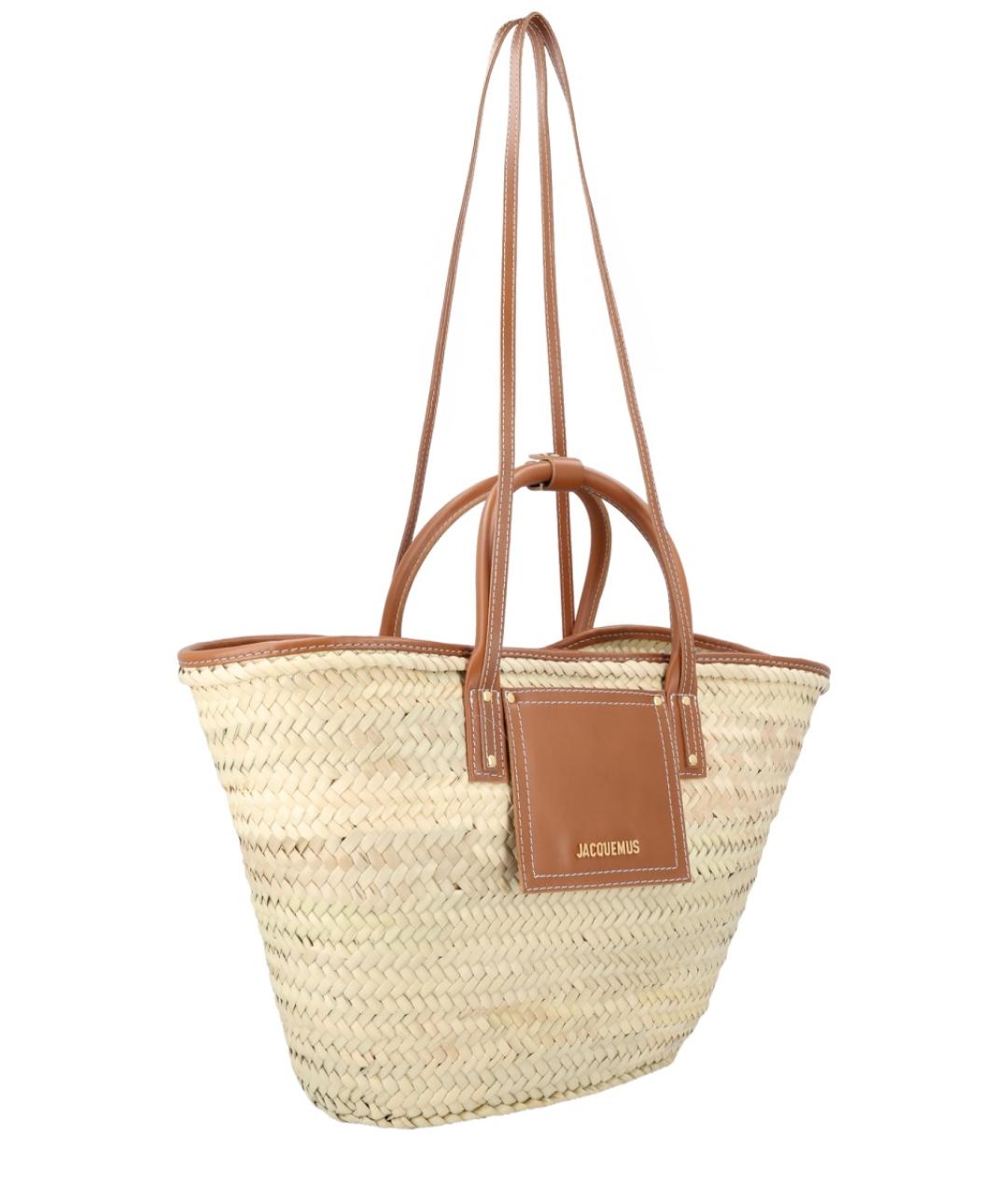 JACQUEMUS Бежевая пелетеная сумка тоут, фото 2