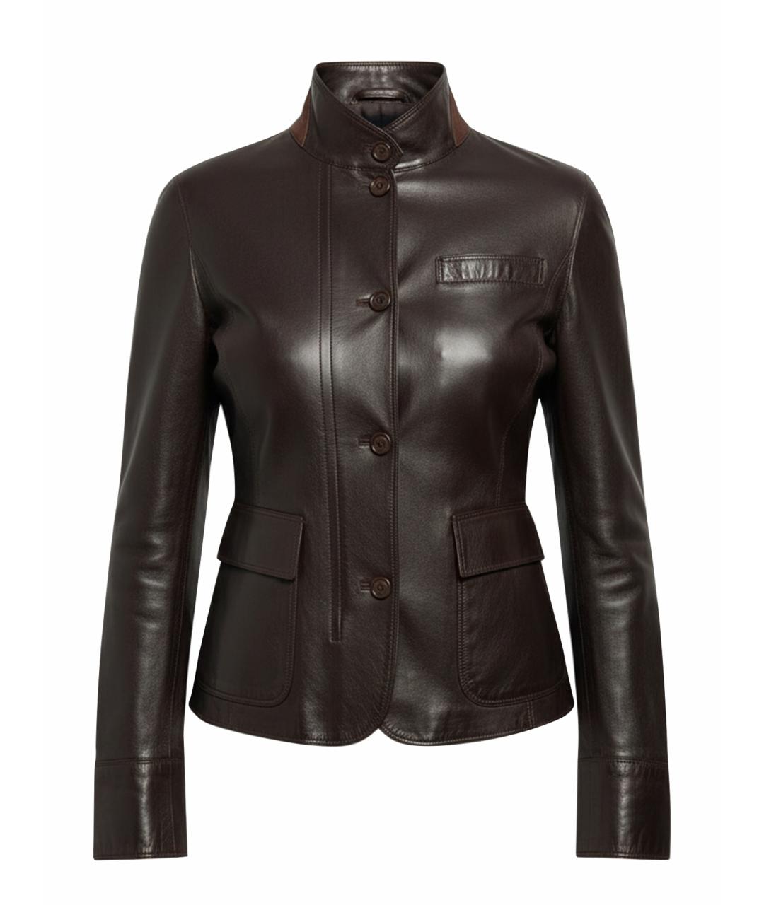 LORO PIANA Коричневая кожаная куртка, фото 1