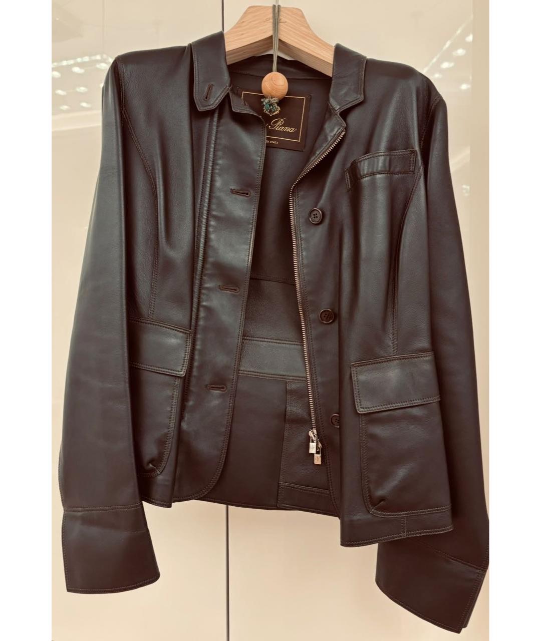 LORO PIANA Коричневая кожаная куртка, фото 3