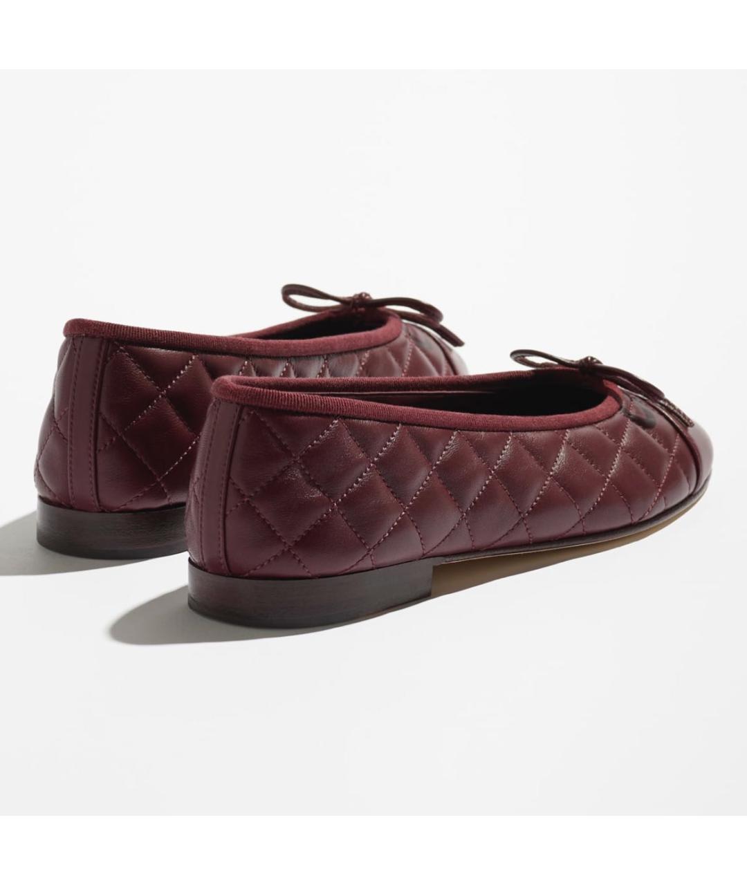 CHANEL Бордовые кожаные балетки, фото 3