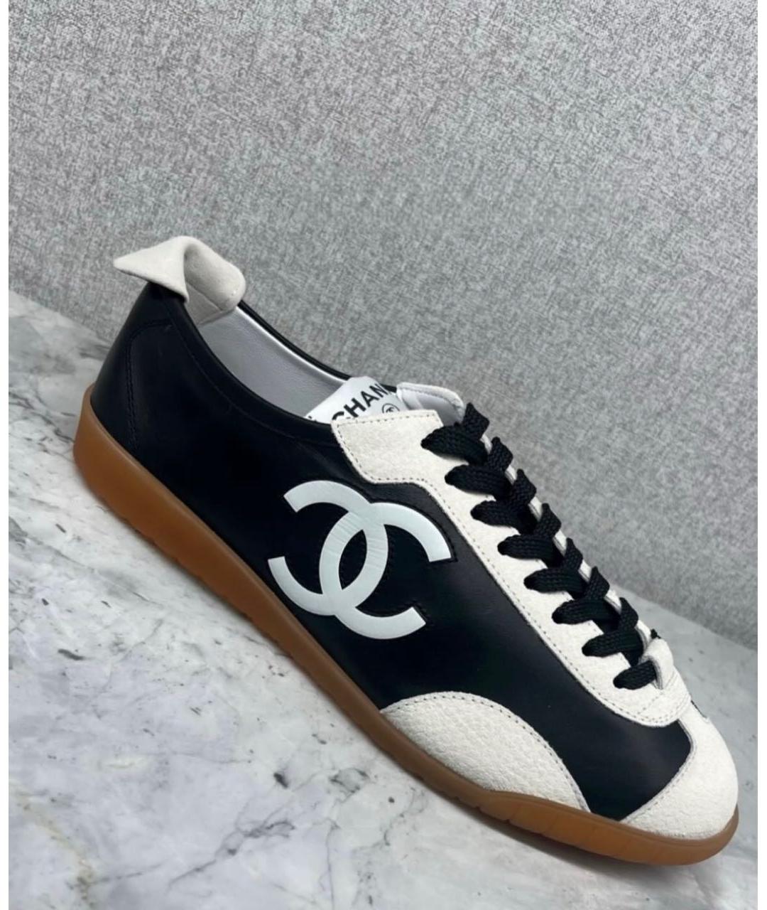 CHANEL Черные кожаные кроссовки, фото 2