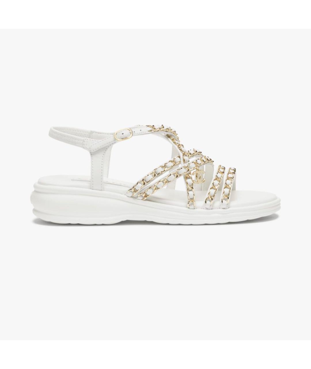 CHANEL Белые кожаные босоножки, фото 3