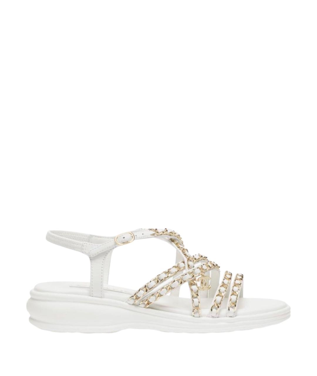 CHANEL Белые кожаные босоножки, фото 1