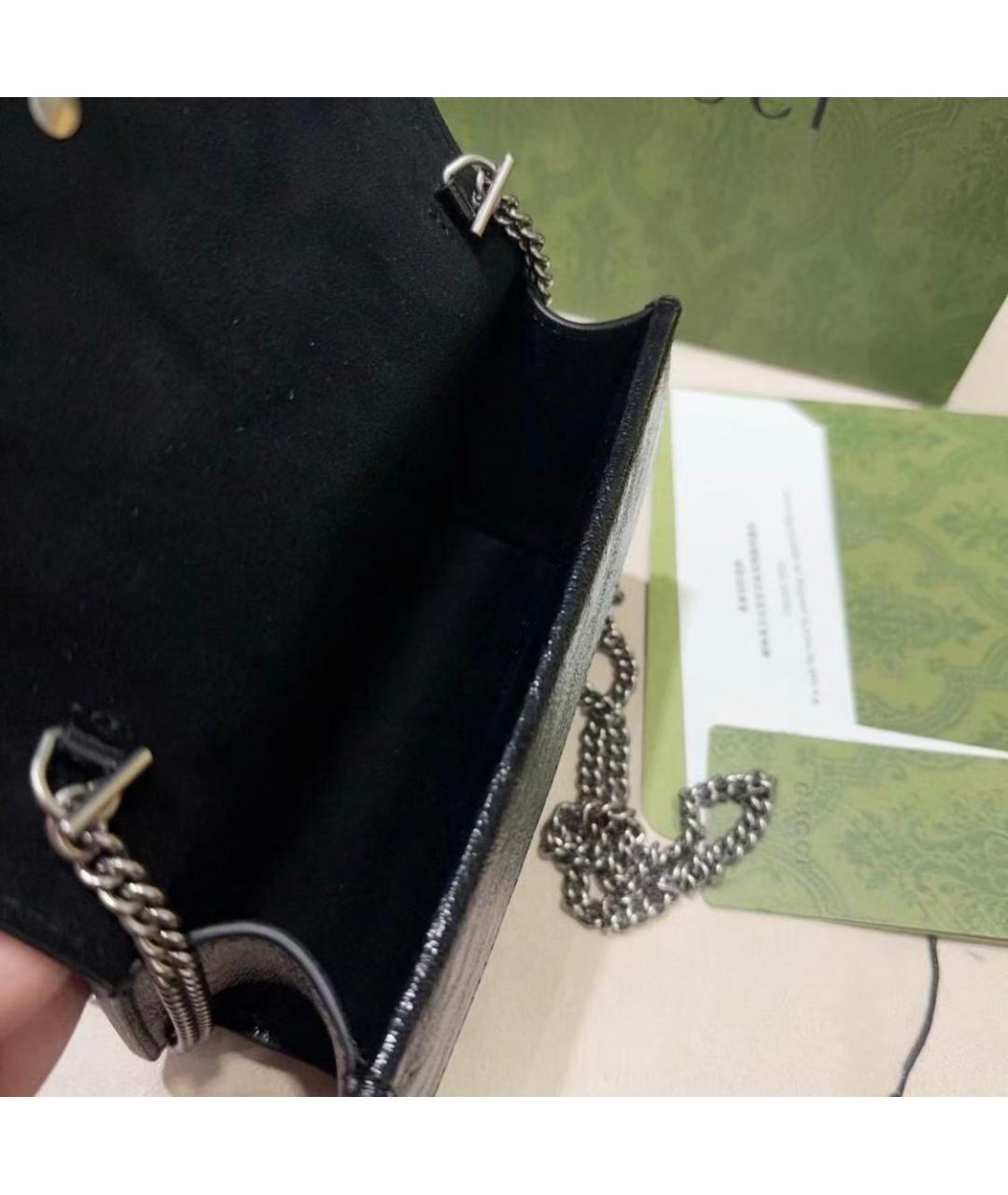 GUCCI Черная кожаная сумка через плечо, фото 4